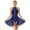 Navy Blue, variant on Women Lyrical Dance Costumes Glittery Rhinestone Ballet Leotard Dresses Halter Neck Flowy Black&White XXL