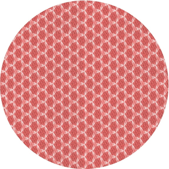 Ahgly Company Indoor Round Patterned Light Coral Pink Area Rugs, 7' Round