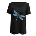 thumbnail image 3 of ZVAVZ Spring Shirts for Women 2025 Trendy - Womens Dragonflies Print Tunic Spring 2025 Trendy Tees Shirts Short Sleeve Tops, 3 of 5