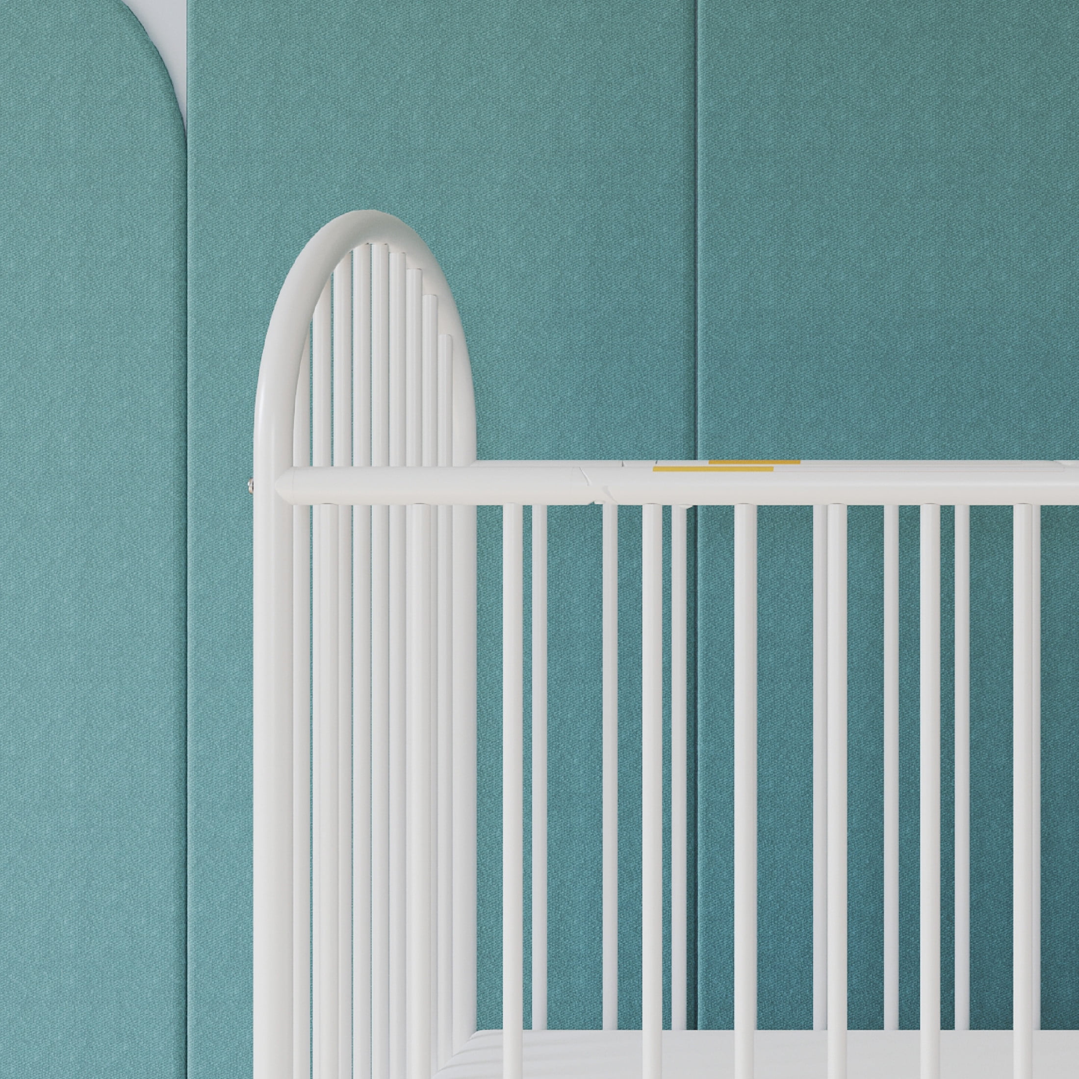 Foundations Pinnacle Compact Folding Crib with 4" Mattress and Locking Wheels, White