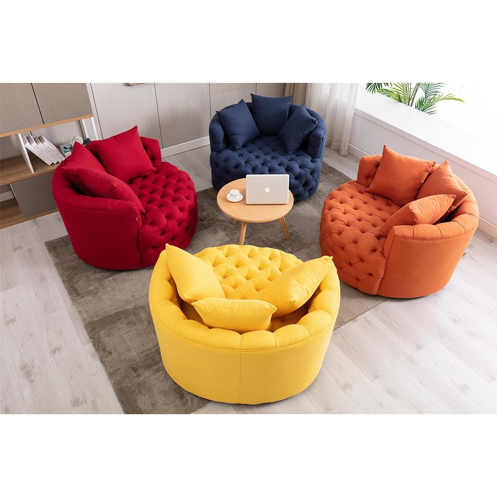Kepooman Modern Akili Swivel Accent Chair for Hotel Living Room, Leisure Upholstered Half-Moon Metal Shaped Base Shell Chairs, Blue Kepooman Modern Akili Swivel Accent Chair for Hotel Living Room, Leisure Upholstered Half-Moon Metal Shaped Base Shell Chairs, Blue