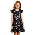 thumbnail image 2 of Angala Nightgown Holiday Dress For Girls Flutter Sleeve Crew Neck Pumpkin Print Girls Halloween Dresses, 2 of 4