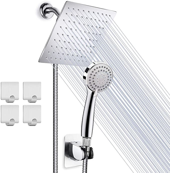 Chainplus 8in Rain Shower Head/Handheld Combo. Convenient PushButton