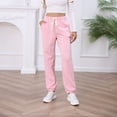thumbnail image 2 of Ladies Winter Pants Lace-up High Waist Pockets Cotton Thermal Sweatpants Knit Textured Pajama Bottoms Joggers (Large, Pink), 2 of 6