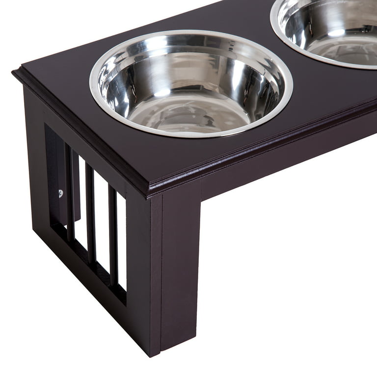 PawHut Elevated Double Stainless Steel Bowl Dog Feeder