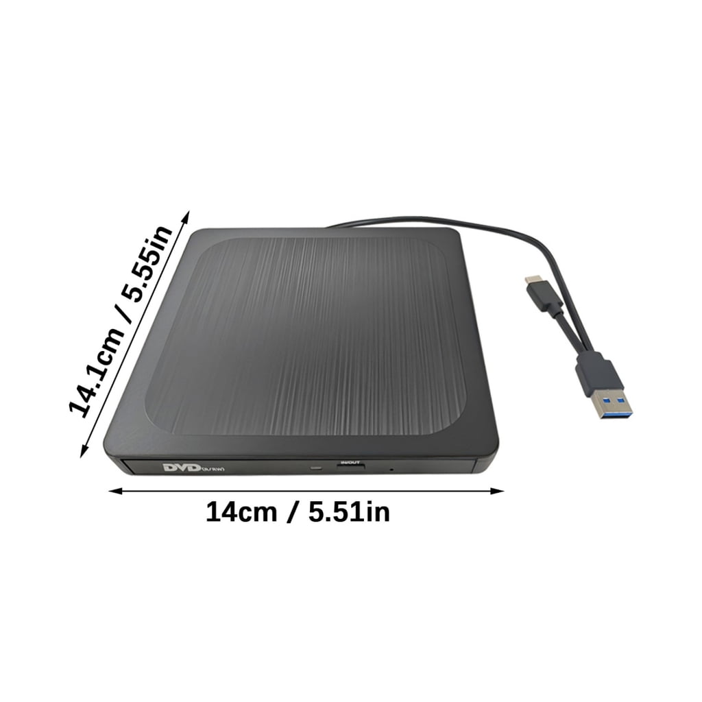 Tizuqe Fast Speed 24X 8X Disc Burning Reader External Drive with USB3.0 and Type C Port Portable Design