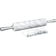 thumbnail image 6 of Fox Run Marble Rolling Pin and Base with Aluminum Handles, White, 2.5" x 17.5" x 3", 6 of 8