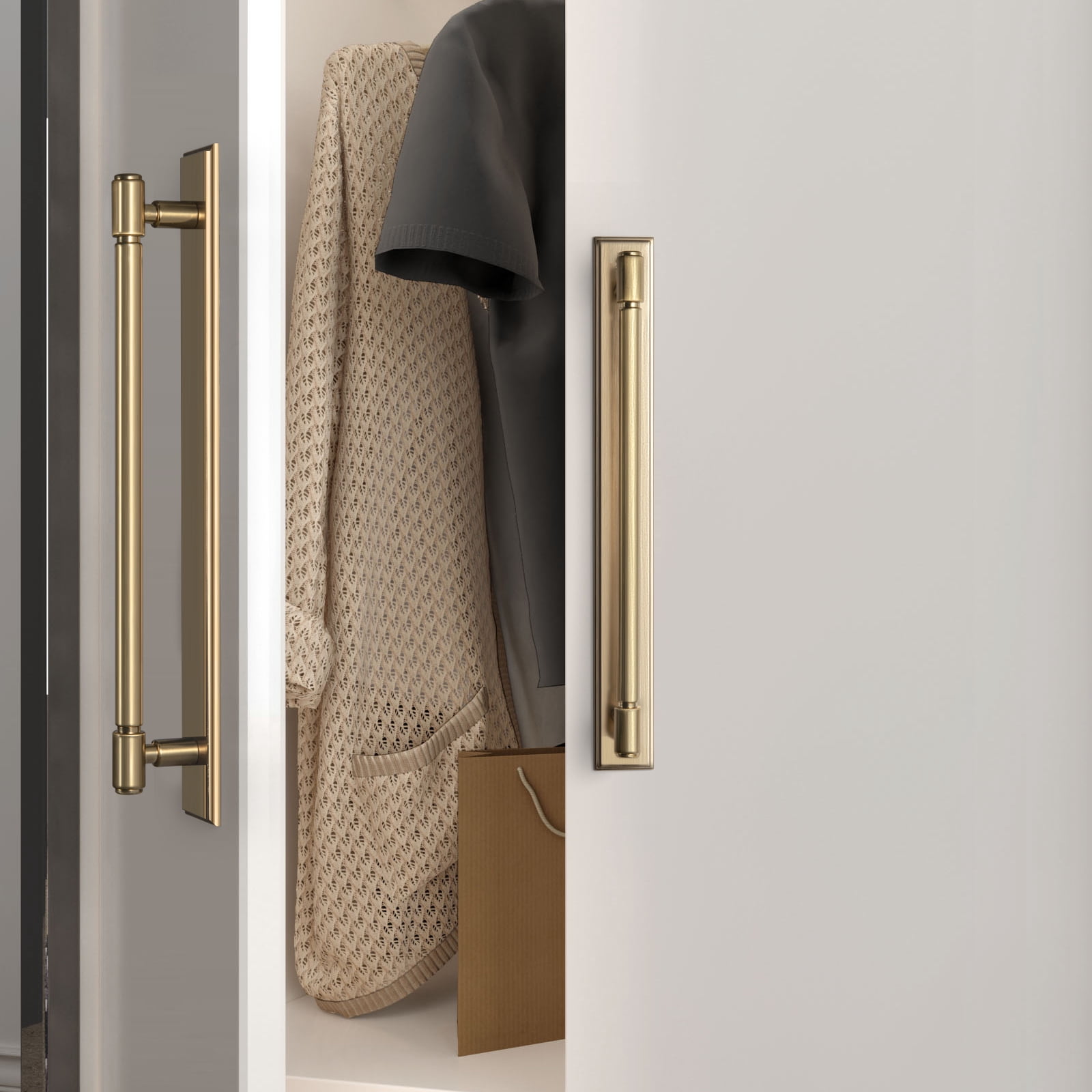 Goo-Ki 4 Pack 5"(128mm) Hole Center Champagne Bronze Kitchen Drawer Pulls with Backplate - Modern Pull Dresser Handles Cabinet Hardware for Bar Cupboard Closet Wardrobe