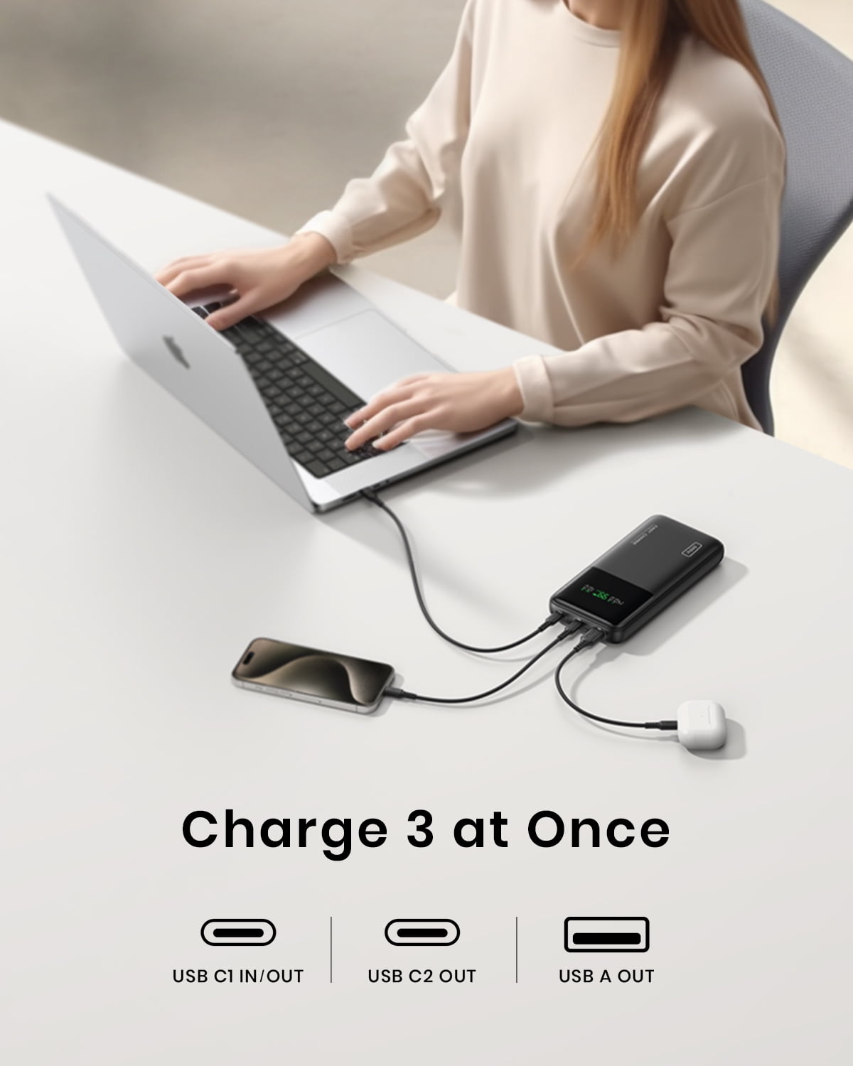 INIU 140W 27000mAh Portable Charger, Fast Charging Laptop Power Bank, USB C Cable, Compatible with Macbook iPad iPhone, Black
