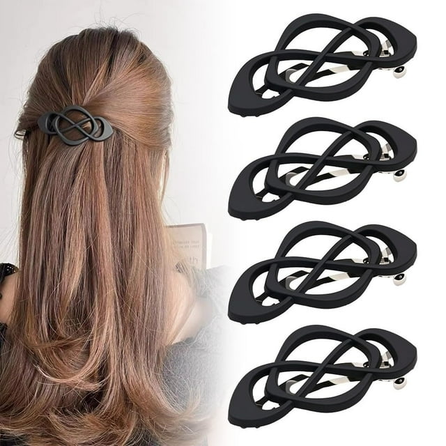 Pack de 4 pasadores franceses vintage | Accesorios para el cabello de resina mate 2025 mejorados para mujer | Fijación fuerte para cabello grueso, delgado, rizado y liso | Barrillas para el pelo