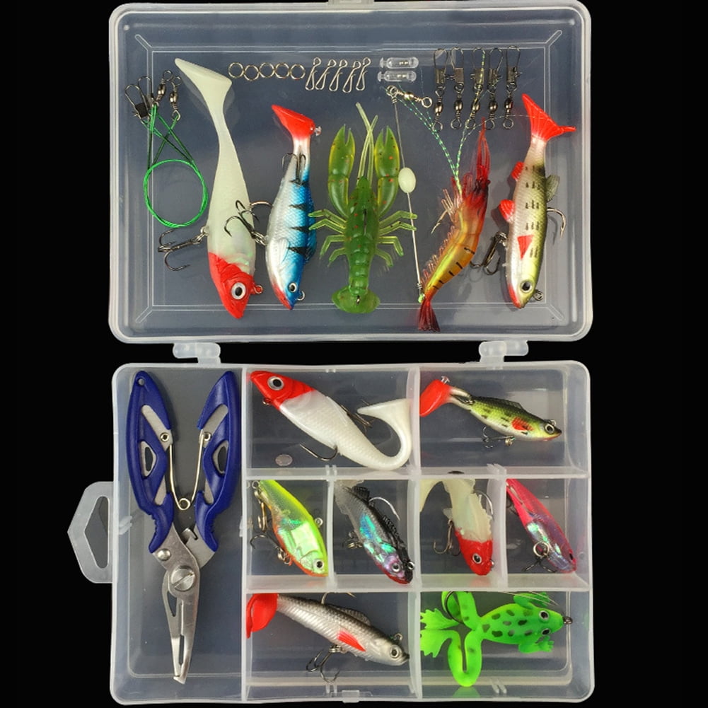 34Pcs Assorted Fishing Tackle Kits Artificial Minnow