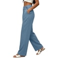 thumbnail image 6 of ZHYou No Boundarie Womens Dress Pants High Waist Single Button Pleated Wide Leg Office Work Trousers with Side Pockets,Gray,Size S, 6 of 7
