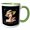Green/White, variant on 3drose, Glamour Text. Chic Image of a Lady in a Straw Hat, Feathers. Gift, 11oz Mug