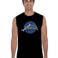 thumbnail image 1 of LA Pop Art Men's Word Art Sleeveless T-shirt - Species of Dolphin, 1 of 2