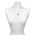 thumbnail image 3 of Delight Jewelry Silvertone Horseshoe with Oval Blue Crystal - Love and Lock Charm Necklace, 18"+1", 3 of 4