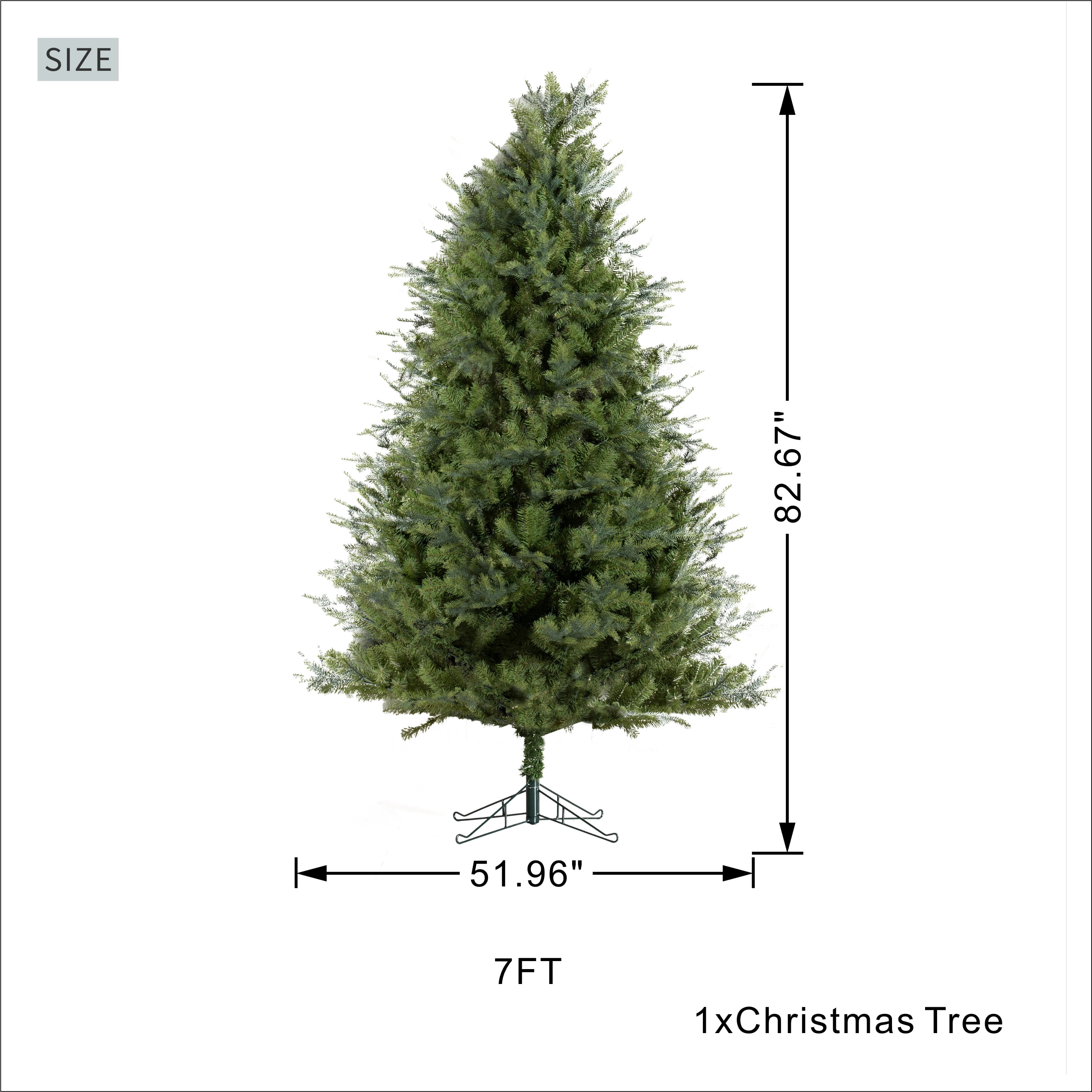7 ft Realistic PE/PVC Hybrid Christmas Tree with Fresh Pine Scent, Full Shape Artificial Xmas Tree with Metal Stand, Green