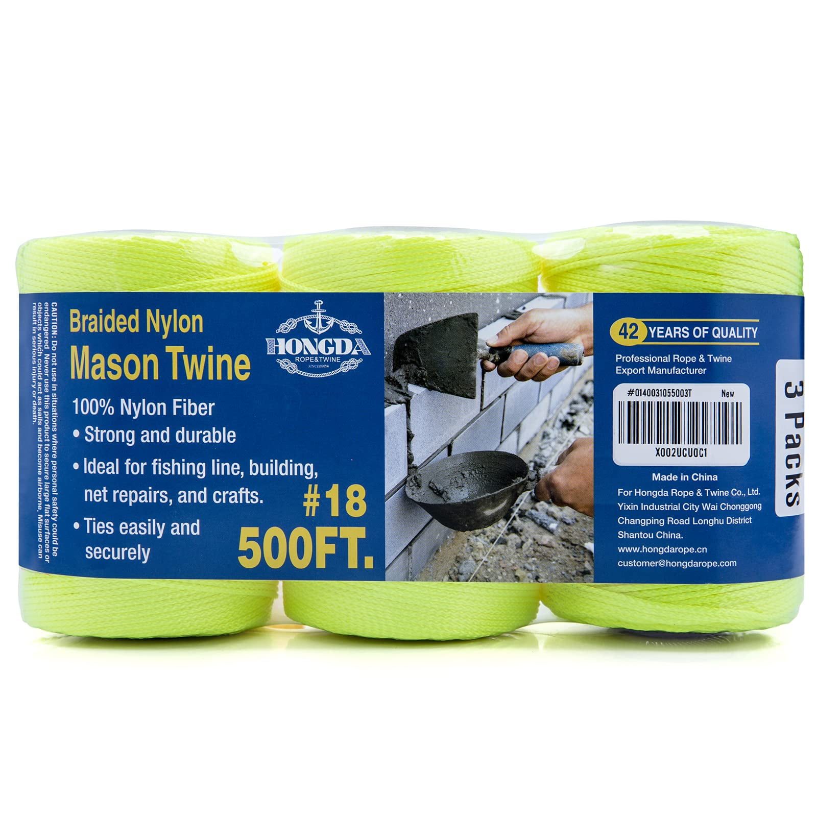 HONGDA Mason Line Set, 500 Feet 18 Braided Nylon Mason line String