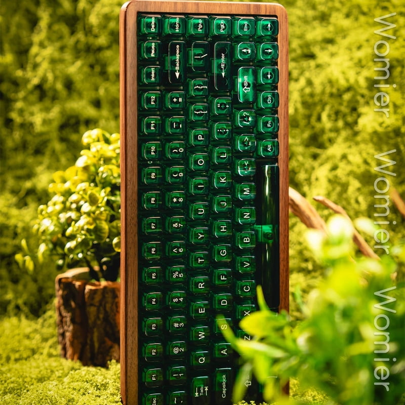 WD75 75% Wooden Keyboard, Real Walnut Shell with Translucent Keycaps, Tri-Mode Wireless RGB Hot Swappable