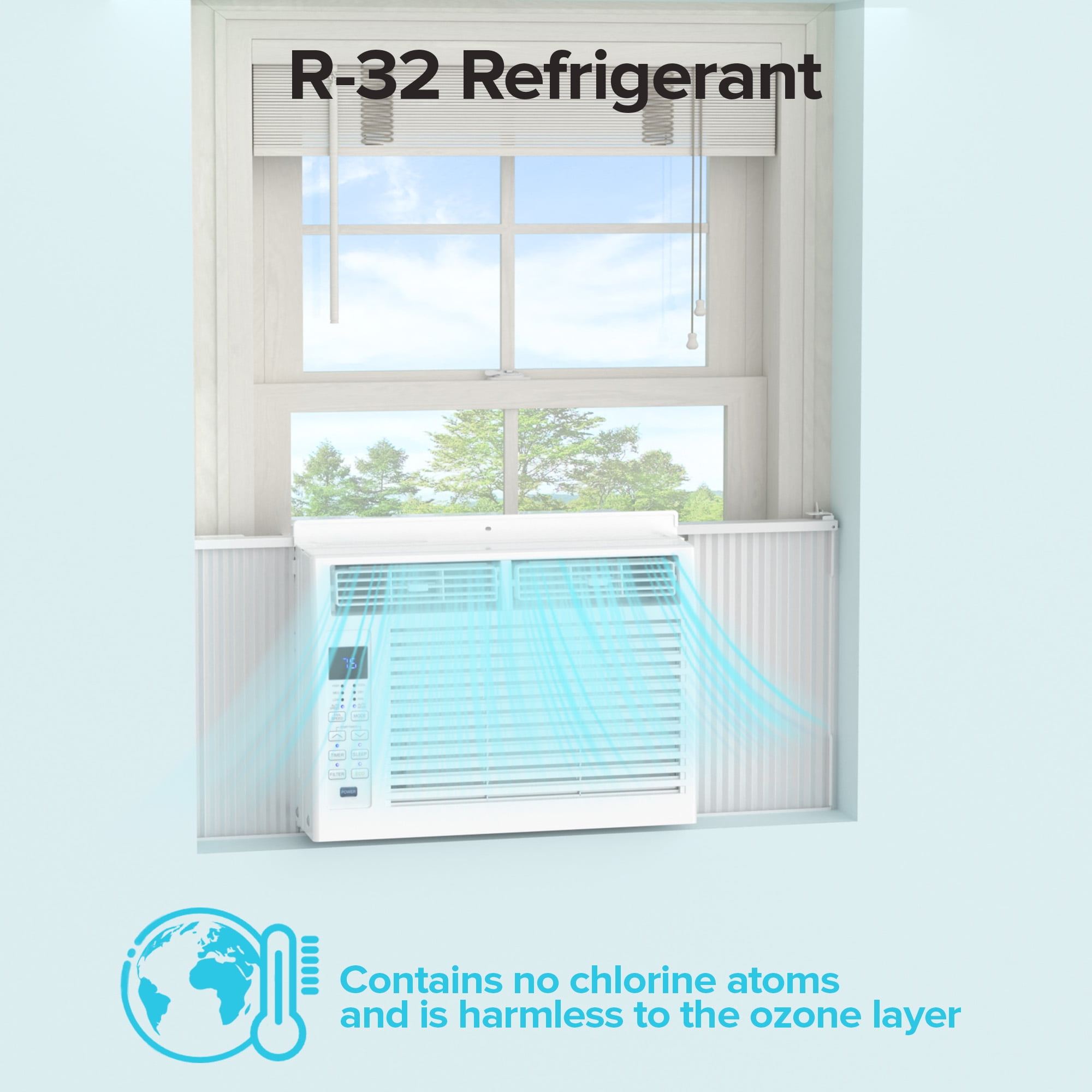 KISSAIR 6,000 BTU 115V U Shaped Window Air Conditioner, for Small Room AC Unit air conditioner Easy Installation, Cools up to 250 Sq. Ft