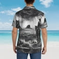 thumbnail image 4 of Zufioo 60s Black White Western Cowboy Hawaiian Shirt for Men,Beach Shirts Tropical Vacation Shirts,Sleeve Casual Button Down Shirt with Pocket for Travel,Beach,Party,daily,Small, 4 of 7