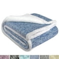 thumbnail image 6 of PAVILIA Melange Sherpa Fleece Throw Blanket | Super Soft, Reversible, Microfiber Fleece Blanket Throw | Luxurious Plush Fuzzy Navy Blue TV Blanket For Couch Sofa(50x60 Inches, Navy), 6 of 11