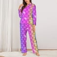 thumbnail image 2 of Vsdgher Rainbow Scales2 Pajamas Set Long Sleeve Sleepwear Womens Button Down Nightwear Pj Sets-Medium, 2 of 7