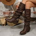 thumbnail image 5 of Viluyesy Womens Knee High Boots, Pull-On Wide Calf Chunky Heels Fashion PU Leather Slouchy Boots Brown US9.5, 5 of 9