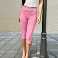 thumbnail image 6 of Women's Capri Leggings with Fold-over Waistband, Sexy Slim Fit Yoga Pants, Stretchy Ruched Workout Trousers for Gym and Running, 6 of 7