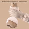 thumbnail image 2 of Autumn Winter Warm Suede Gloves Plus Velvet Thickened Plush Decor Cuff Gloves Outdoor Coldproof Touchscreen Riding Ski Gloves, 2 of 10