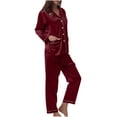 thumbnail image 2 of BONIXOOM Matching Christmas Pajamas Womens Pajamas Sleepwear None Long Sleeve Solid Sleepwear Sets Wine XXL, 2 of 6