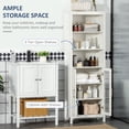 thumbnail image 3 of kleankin Tall Bathroom Storage Cabinet with 3 Tier Shelf, Glass Door Cabinet, Freestanding Linen Tower with Adjustable Shelves, Antique White, 3 of 9