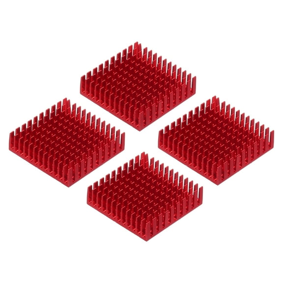 Uxcell 4Pcs 40x40x11mm Heatsink Aluminum Radiator With Thermal Blue Sticker for Chip CPU, Power Transistor, FET, IC,Red