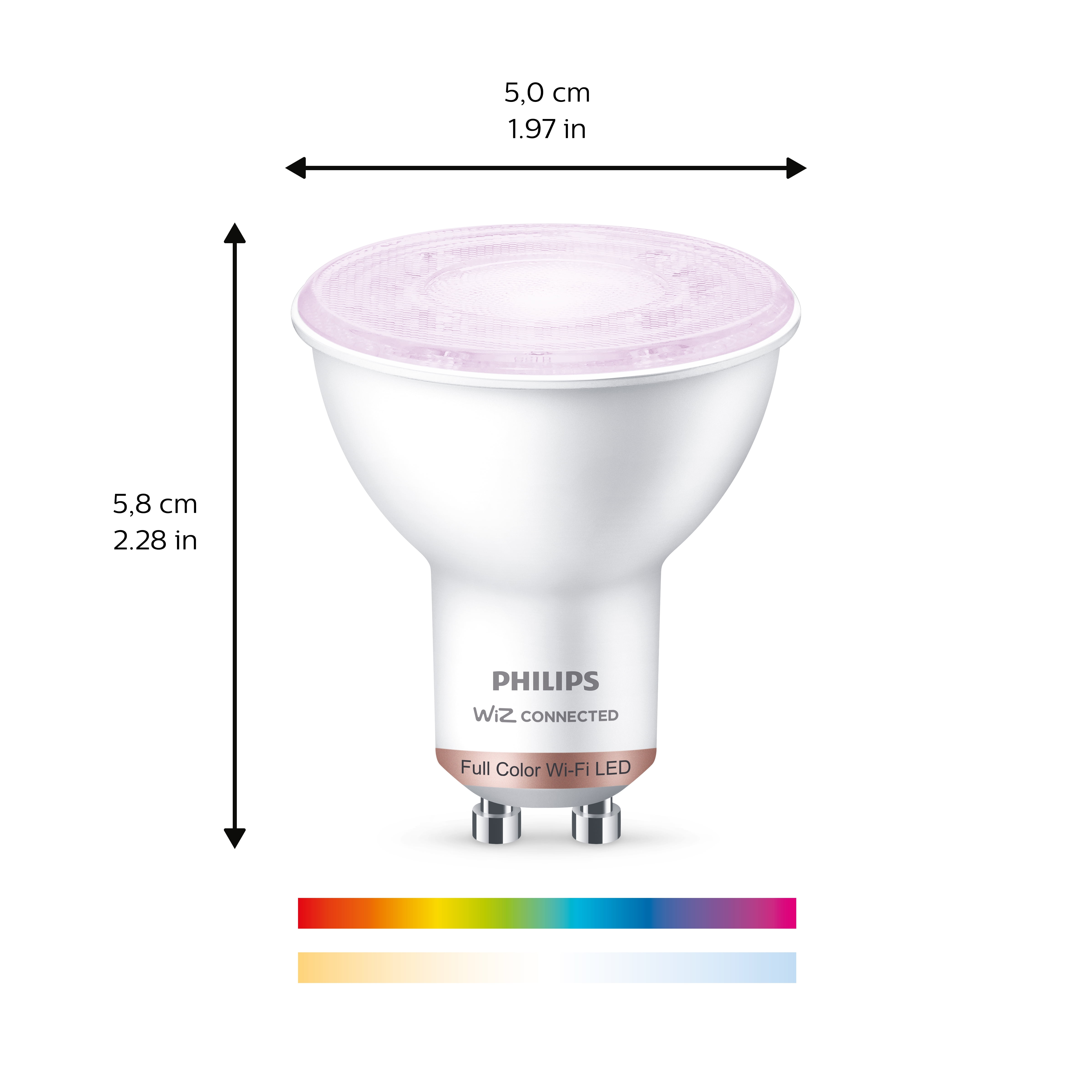 Philips Wiz Bombilla LED Regulable GU10 (4,8 W, GU10, 345 lm, Intensidad  regulable)