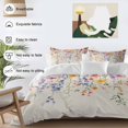 thumbnail image 3 of Queen 4 Piece Bedding Set Pastoral Watercolor Flower Leaves Soft Breathable Duvet Cover and Pillowcase, Hanging Floral on Burlap Duvet Cover Set Bed Sheets for Bedroom Dormitory Guest Room, 3 of 9