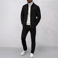 thumbnail image 2 of Ketyyh-chn99 Men's Tracksuit Sweatsuit 2 Piece Set Men's Solid Color Zip Front Cardigan Jacket Trousers Set Size for S,Black, 2 of 5
