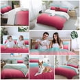 thumbnail image 5 of 3 Piece Teal Pimk Ombre Duvet Cover Set Twin Size,Microfiber Comforter/Quilt Cover with Corner Ties and 2 Pillowcases,Modern Geometric Striped Abstract Art All Season Soft Bedding with Zipper Closure, 5 of 8