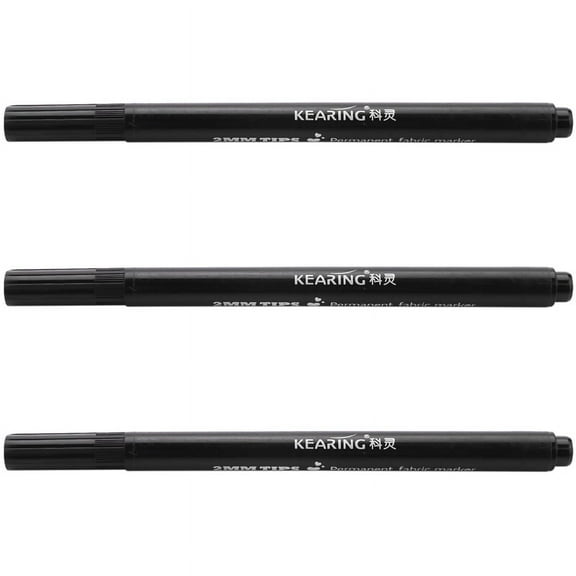 3 x Fabric Marker Permanent Colors for DIY Textile Clothes T-Shirt Shoes Black