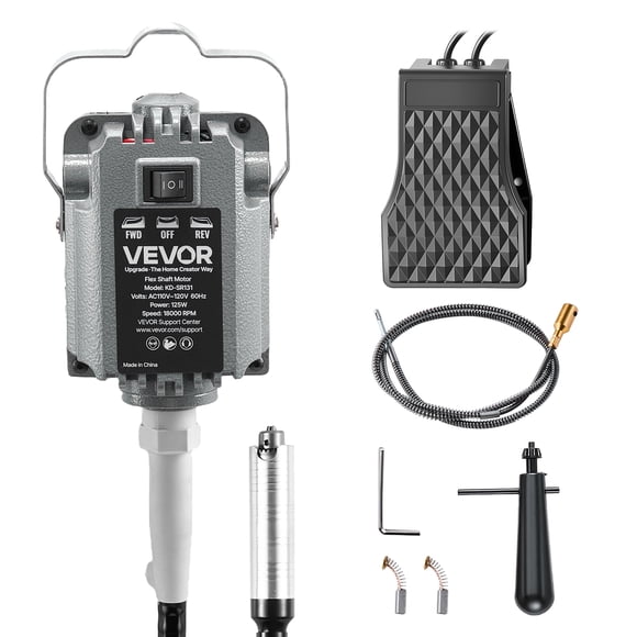 VEVOR Flex Shaft Grinder, 125W 18000RPM Electric Flex Shaft Rotary Tool, Foot Pedal Control Hanging Carver Grinder with Forward-Reverse Rotation