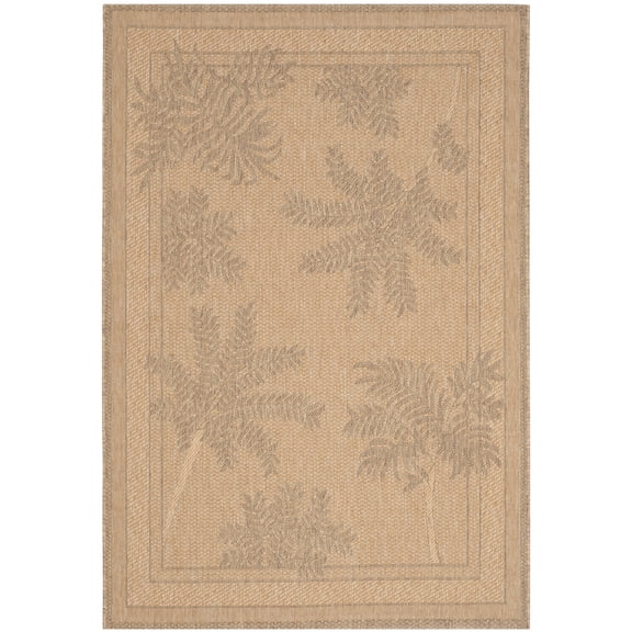 SAFAVIEH Courtyard Annabelle Floral Indoor/Outdoor Area Rug, Natural/Gold, 4' x 5'7"
