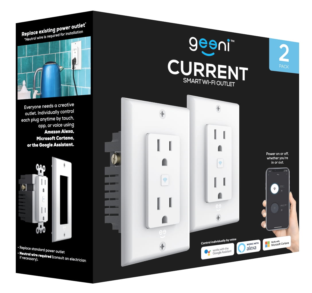 Geeni Indoor/Outdoor Smart Plug Weatherproof, 1 Socket –No Hub Wireless  Remote Control and Timer –Works with  Alexa, Google Assistant,  Requires 2.4 GHz Wi-Fi, Black