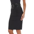 thumbnail image 4 of Sakkas Petite High Waist Shirred Stretch Pencil Skirt with Wide Belt - Black - 3X, 4 of 4