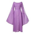 thumbnail image 3 of Women's Renaissance Dress Chiffon Flared Sleeve Maxi Dress Plus Size Vintage Dress Fashion Comfy Boho Dress, 3 of 5