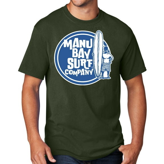 Men's Manu Bay SURFER DUDE T-shirt, Medium Olive