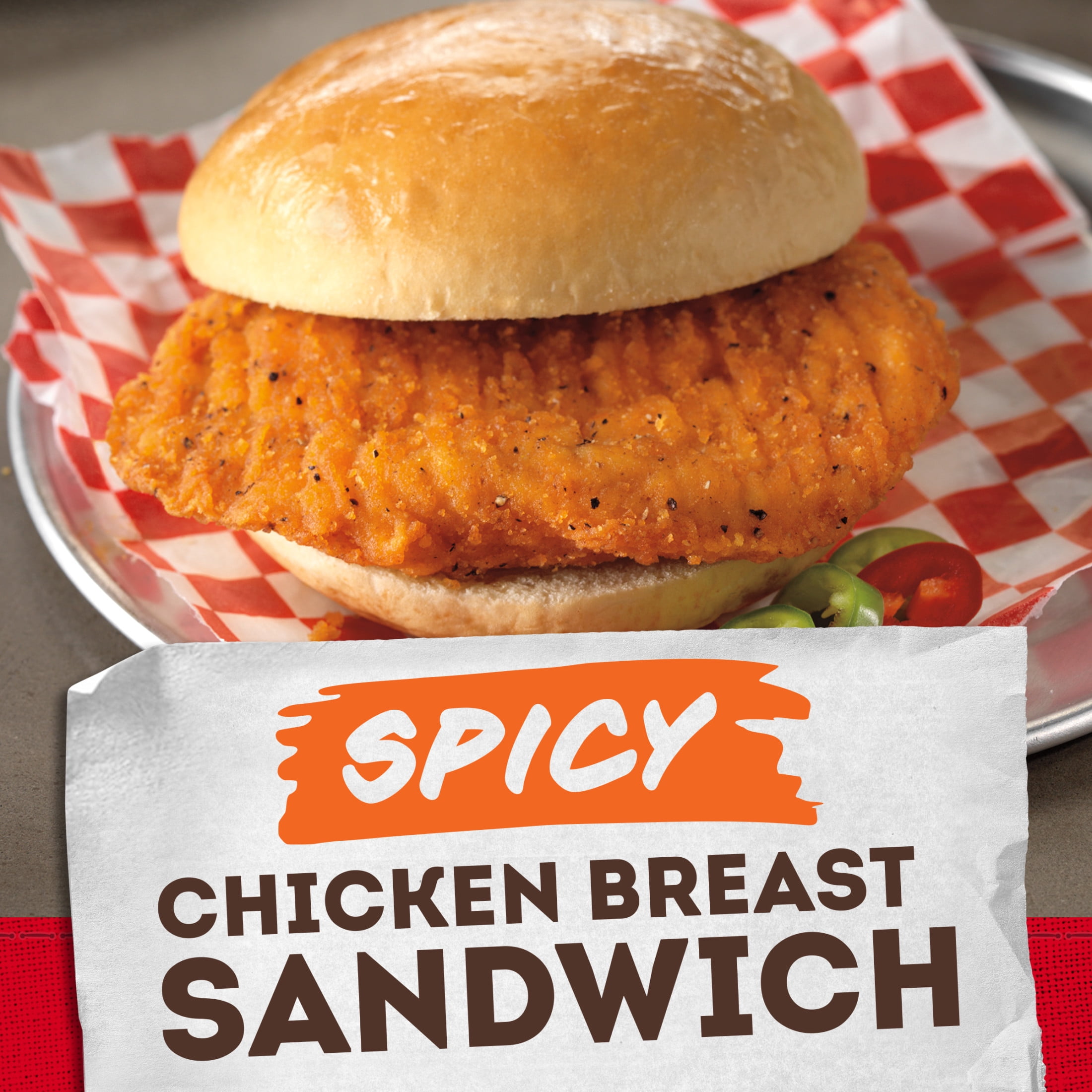 Tyson Spicy Chicken Breast Sandwich, 1.5 lb, 4 Count (Frozen Fully Cooked)