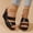 #0015-Black, variant on Women's Patent Leather Wedge Sandals, Open Toe Double Strap Platform Mules, Gold Heel Summer Beach Slippers, Versatile Casual Dressy Holiday Style Gift