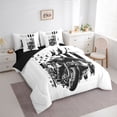 thumbnail image 2 of Castle Fairy Grunge Motorcycle Bedding Comforter Set 7 Pieces for Teens, Skull American Flag Full Bedding Set for Edgy Bedroom, Black White,Black Reversible, 2 of 7