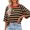 brown stripes, variant on Striped Tshirt Women Crew Neck Fashion Loose T Shirts Color Block Clothes Short Sleeve for Everyday Wear