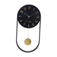 thumbnail image 3 of Reloj de pared minimalista con péndulo que no hace tictac, funciona con pilas. Negro, 3 of 9