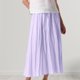 thumbnail image 4 of Falda De Verano Falda larga de lino y algodón estilo bohemio para mujer, informal, con cintura elástica, traje de vacaciones Kuymtek Púrpura S para Mujer, 4 of 6
