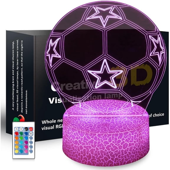 YSITIANNA Soccer Night Light,Soccer Gifts for Boy, 3D Soccer Lamp,Kids Bedside Lamp,16 Color Change Decor Lamp with Remote & Smart Touch, Gifts for Christmas Birthday Boys Men Girls STNL#4265